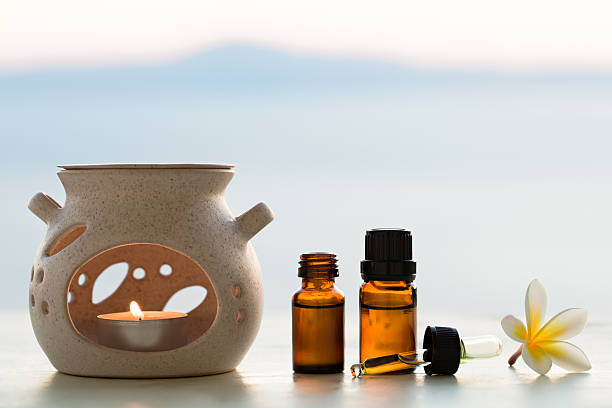 istock Aroma lamp and aromatherapy essential oils 485815722