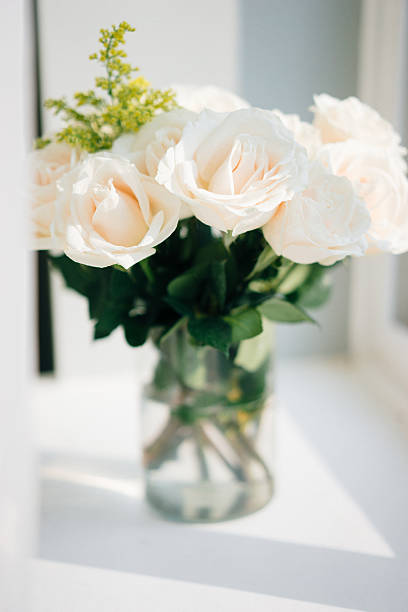 istock Bouquet of white pastel roses 485816376