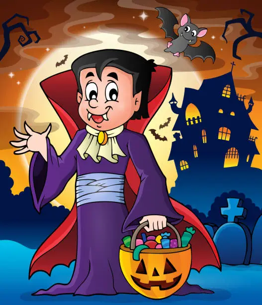 Vector illustration of Halloween vampire theme image 2