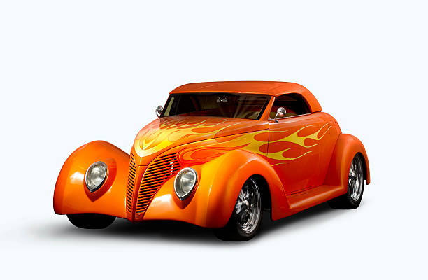 Custom Roadmaster - White Background Custom Roadmaster on white with a clipping path for the car. hot rod car stock pictures, royalty-free photos & images