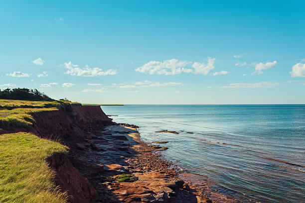 Red Cliffs near East Point Lighthouse stock photo