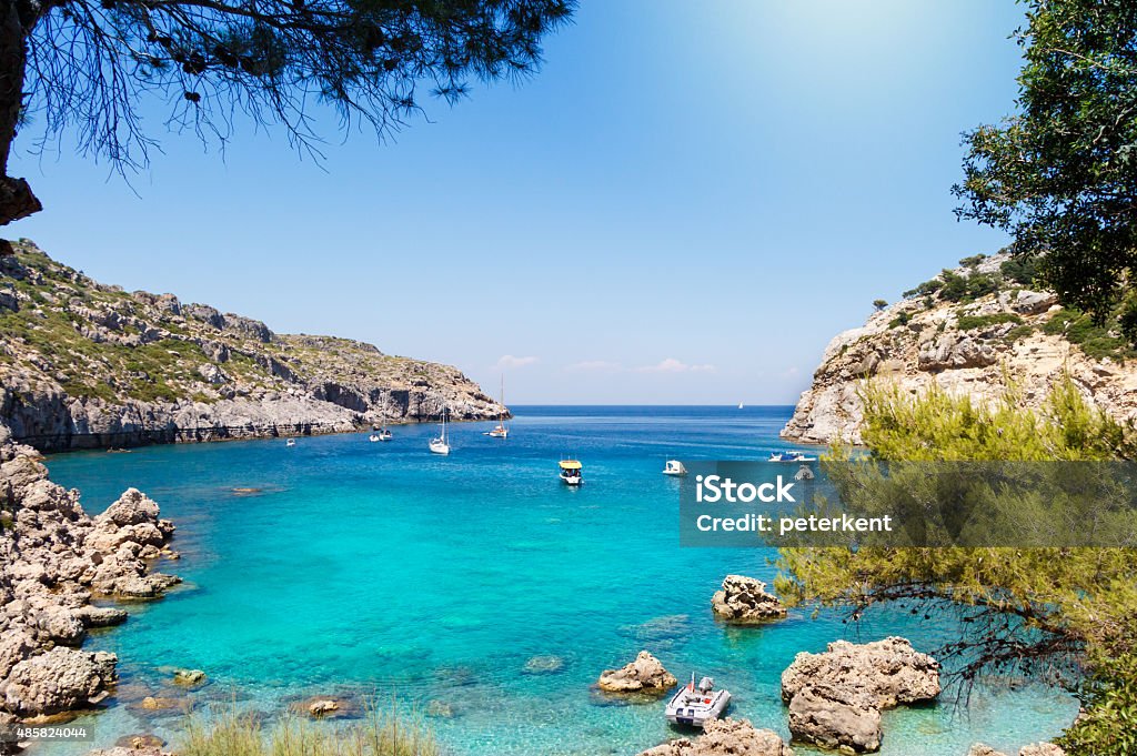 Anthony Quinn Bay Rhodes Greece Scenic view of Anthony Quinn Bay on Rhodes, Greece 2015 Stock Photo