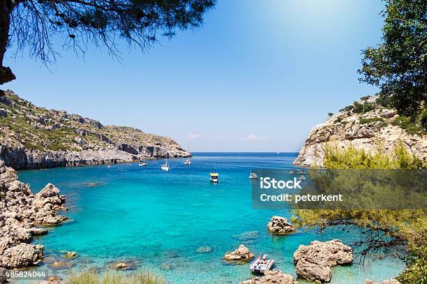 Anthony Quinn Bay Rhodes Greece Stock Photo - Download Image Now - 2015, Bay of Water, Beach