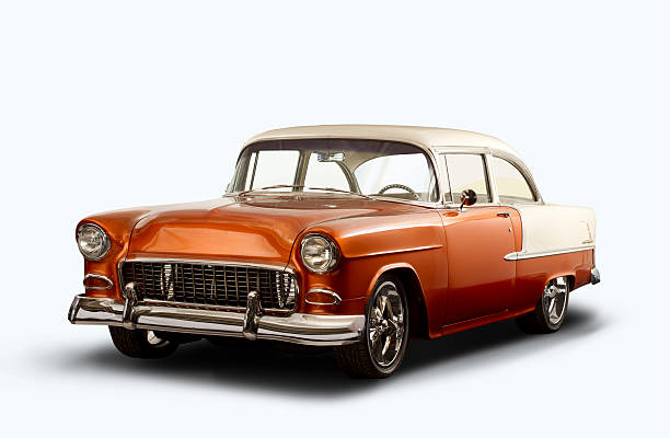 Vintage 1955 Chevrolet Bel Air - White Background A vintage 1955 Chevrolet Bel Air isolated with a clipping path on a white background. bel air photos stock pictures, royalty-free photos & images