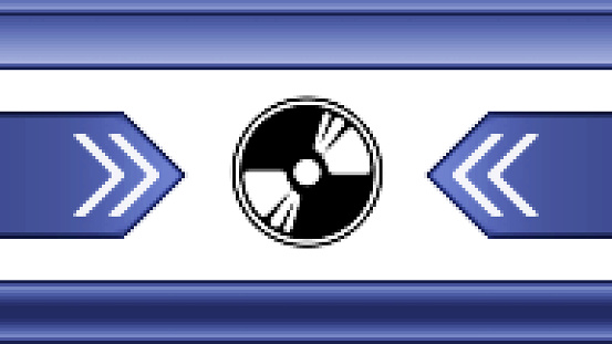 Black pixel disk icon. Proportion 16:9