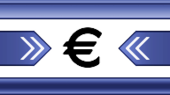 Black pixel euro icon. Proportion 16:9