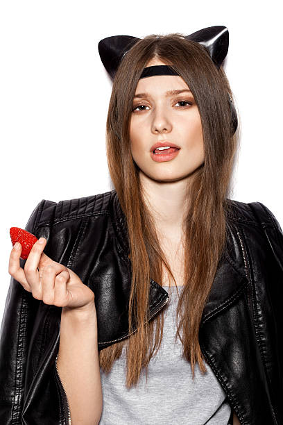 istock Young pretty woman enjoy fresh strawberries 485828290