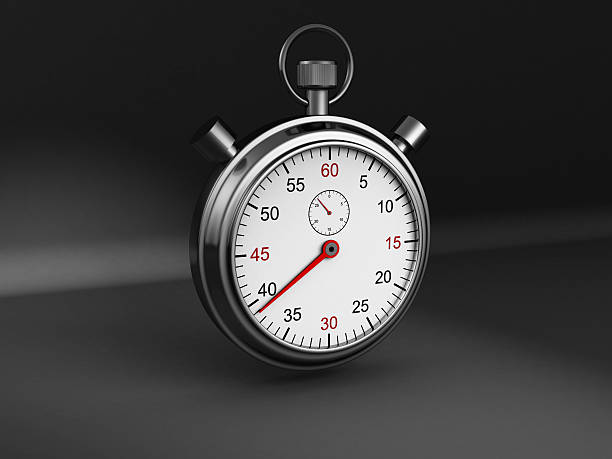 istock Classic Sports Stopwatch On Dark Background 485829144