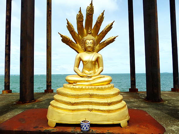 istock Gold buddha in Abandon Buddhist temple 485829438