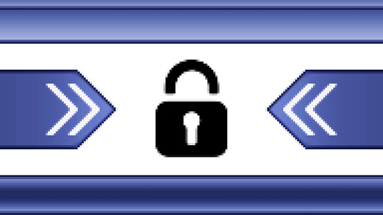 Black pixel lock icon. Proportion 16:9