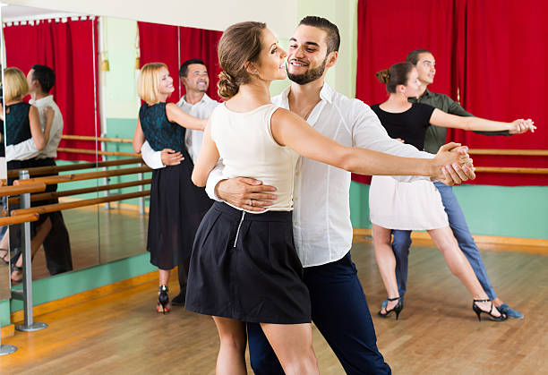 istock men and women enjoying of tango in class 485830362