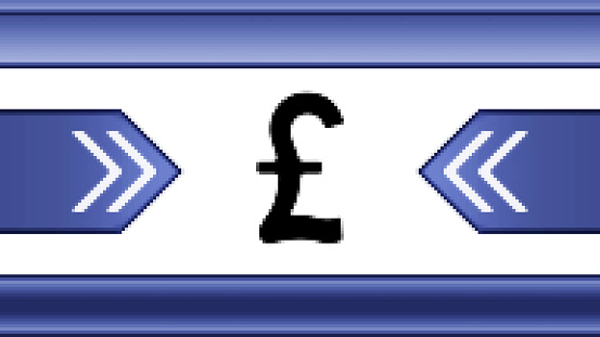 Black pixel pound icon. Proportion 16:9