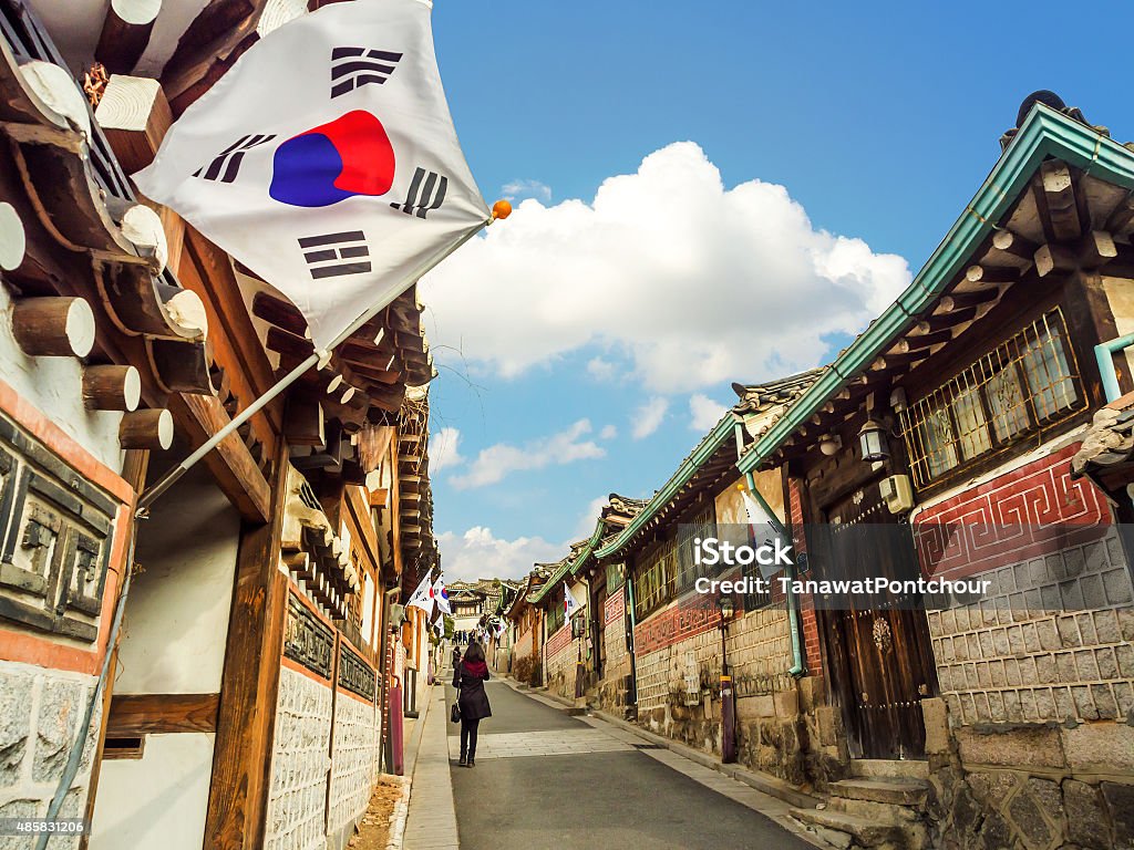 Bukchon Hanok Village en seúl, Corea del Sur. - Foto de stock de Seúl libre de derechos