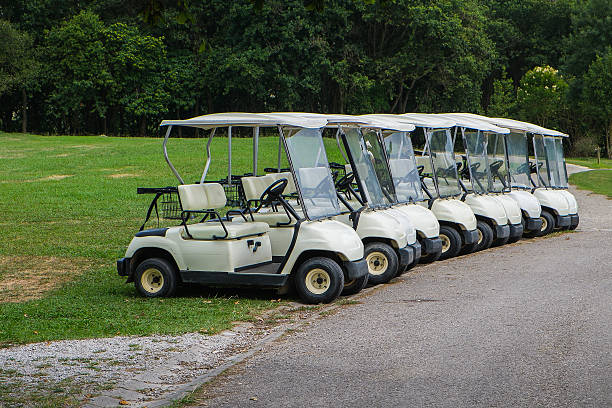 Golf carts stock photo