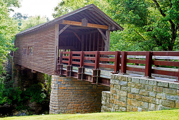 istock Old historic covered bridge in summer. 485834930