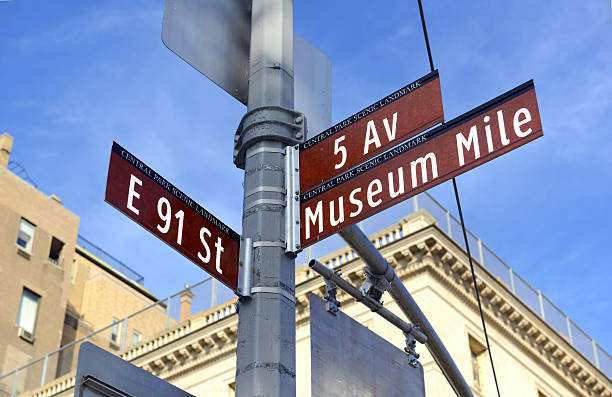 5th Avenue "Museum Mile" Street sign, Manhattan 5th Avenue "Museum Mile" Street sign, Upper East Side, Manhattan, New York City upper east side manhattan stock pictures, royalty-free photos & images