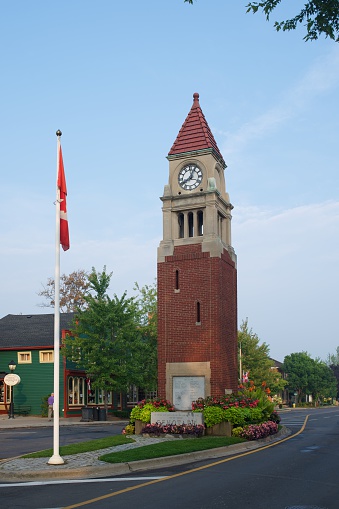 The Clock Tower in Niagara on the Lake dominates the main street and was erected in 1922 to commemorate the residents of the town who gave their lives in the First World War