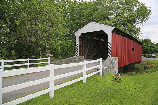 The Henry Covered Bridge over the Walloomsac river in Bennington Vermont.