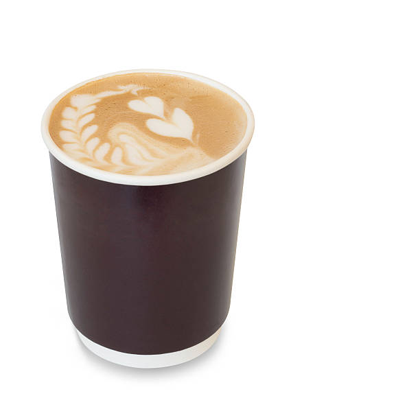 istock latte art coffee with heart figure and leave on 485842970