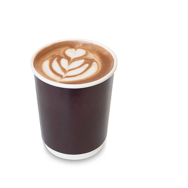 istock latte art coffee with heart figure and leave on 485843340