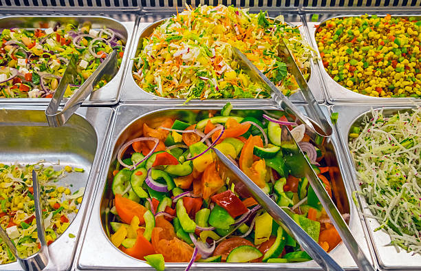istock Colorful salads at a buffet 485848868