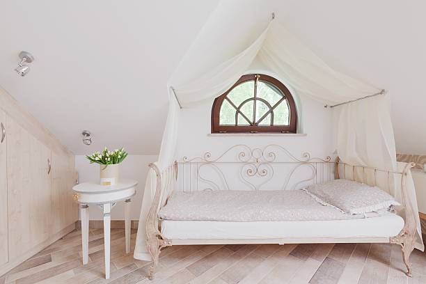 istock Stylish bed in romantic bedroom 485849700