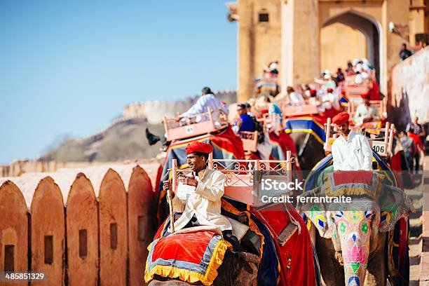 Elephant Riders Amber Fort Jaipur Stock Photo - Download Image Now - Amber Fort, Amber Palace - Jaipur, Animal