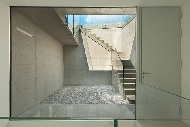 Architecture, new trend design, entrance of a modern house