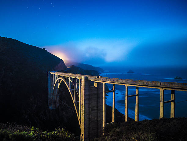 istock Bixby Bridge at night on highway 1, California 485853001
