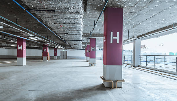 istock Empty parking lot wall. Urban, industrial 485853274