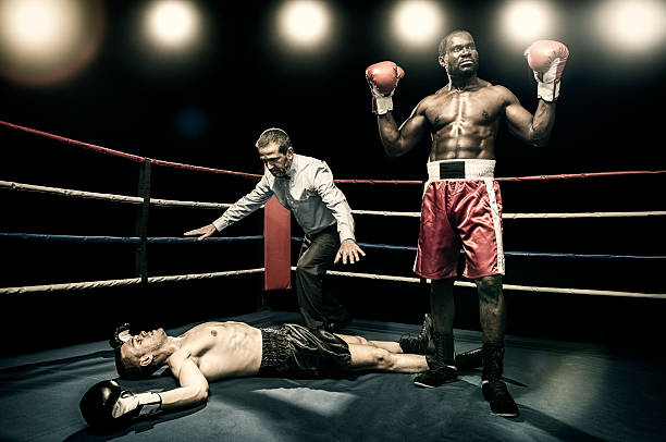 Boxer victory Ko in boxing ring knockout stock pictures, royalty-free photos & images