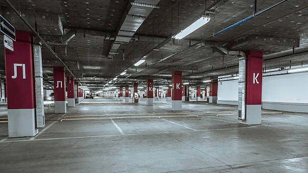 istock Empty parking lot wall. Urban, industrial 485854134