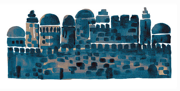 stare miasto, bliski wschód miasto, ilustracja, szkic - jerusalem stock illustrations