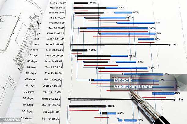 Construction Project Planning Stock Photo - Download Image Now - Personal Organizer, Construction Industry, Planning