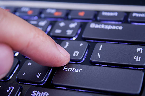 istock male finger is pushing the escape button 485855181