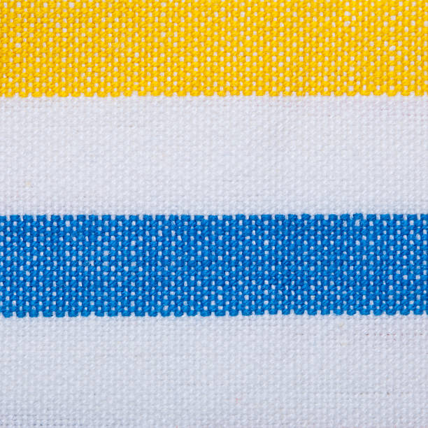 istock Closeup of blue yellow striped textile as background or texture 485856893