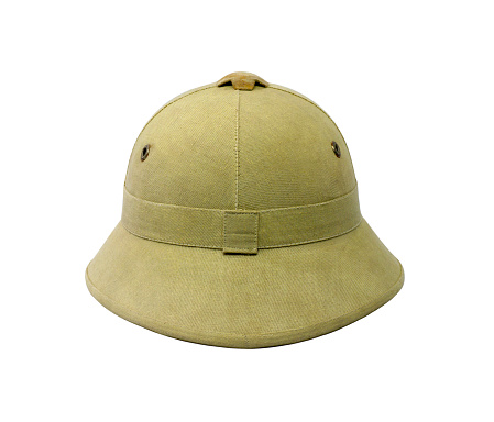 Brown vintage hat on white background.