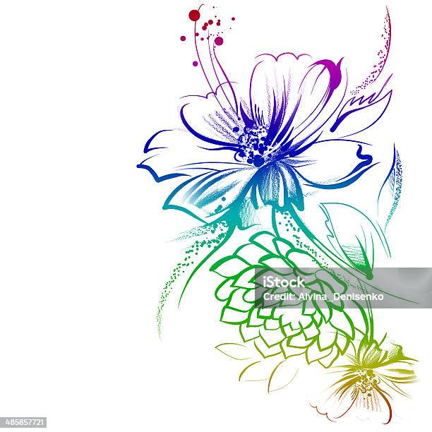 꽃 그려야 백색과 잉크에도 흰색 배경 0명에 대한 스톡 벡터 아트 및 기타 이미지 - 0명, 고풍스런, 그라데이션