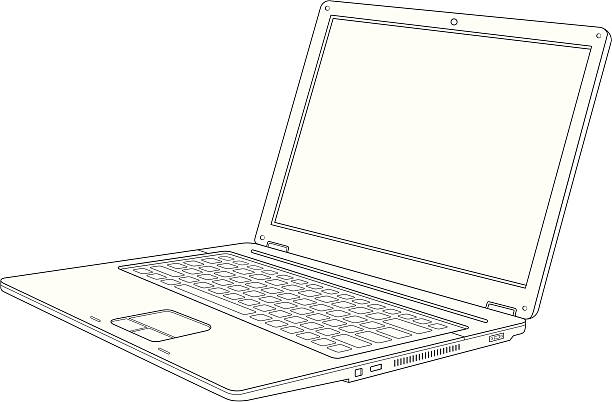 laptop vector drawing of a laptop computer; zip includes aics2, high res jpg computer store stock illustrations