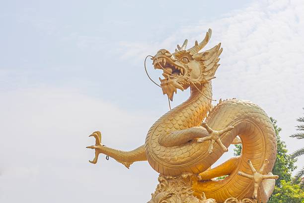 istock Golden dragon statue at Phuket , Thailand 485858308
