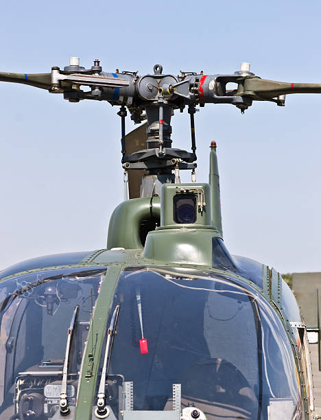istock Close up front view of a helicopter 485859892