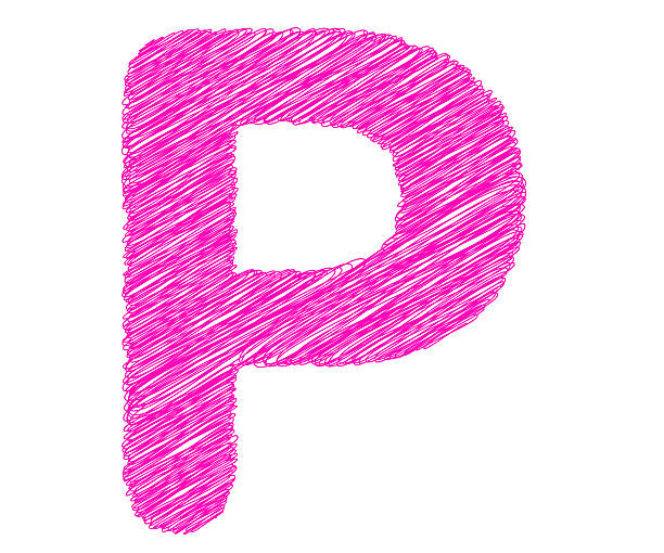 Fonts stripes pink line,P letter