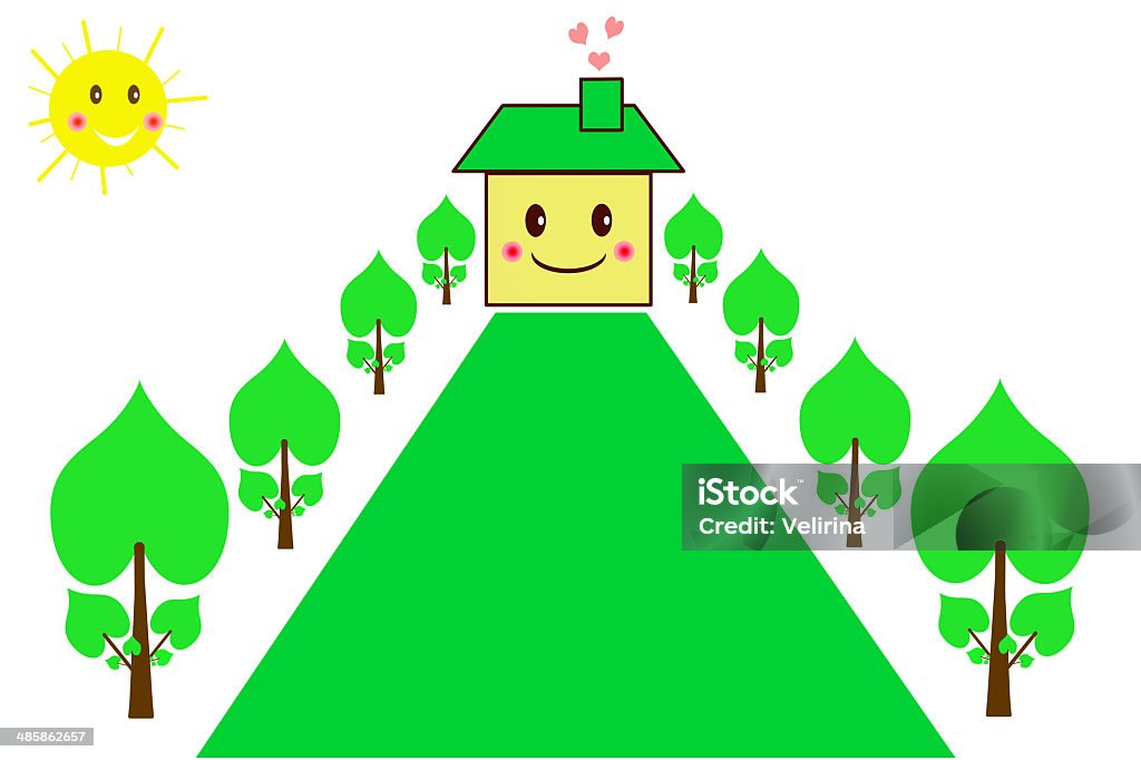 House on a background of trees Apartment stock illustration