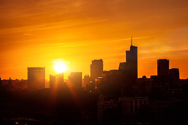 istock Vilnius in Silhouette new district at dusk 485862805