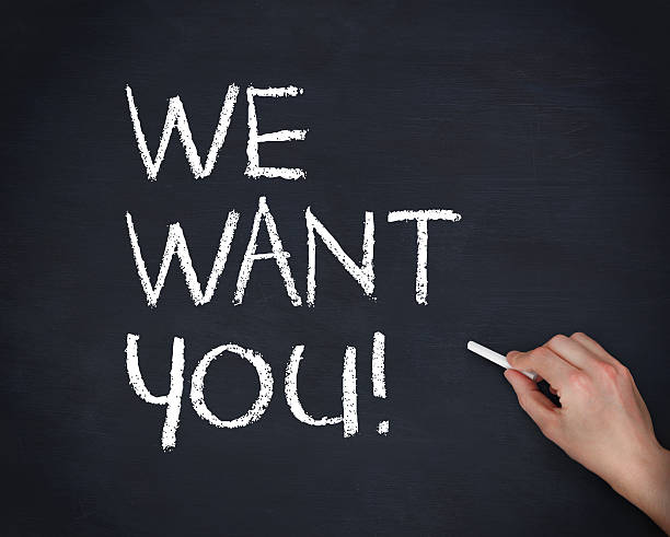 istock Hand writing we want you with a chalk 485863059