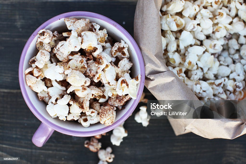 Homemade popcorn Tasty and fun Bag Stock Photo