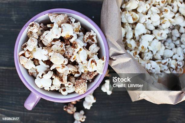 Homemade Popcorn Stock Photo - Download Image Now - Bag, Bowl, Brown