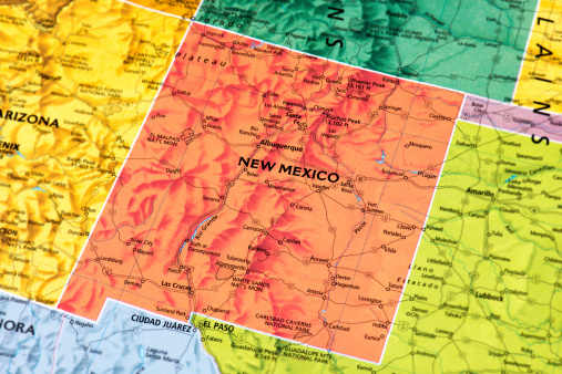 New Mexico State map. Selective Focus.