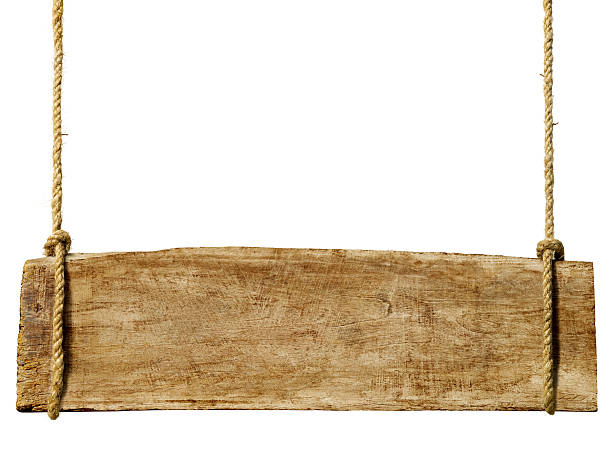 istock Wooden sign hanging from rope 485864339