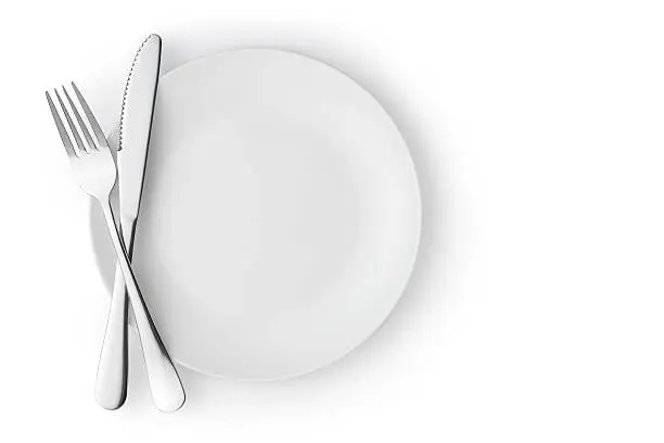 Photo of Empty plate with fork and knife